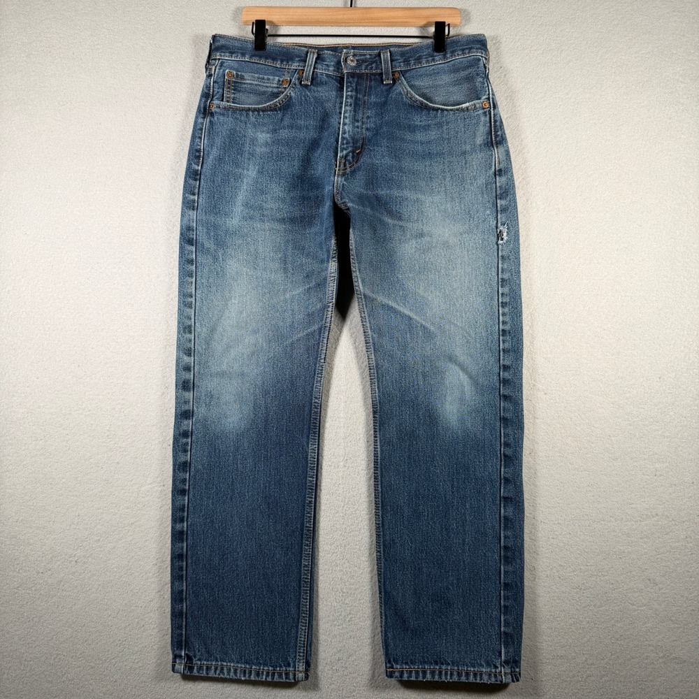Levis 505 Regular Fit Straight Leg Jeans Mens 34x28 Medium Wash Blue 00505-4582